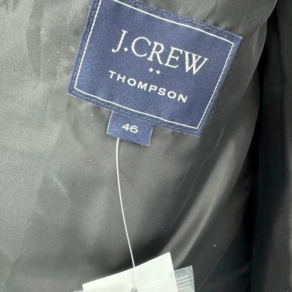 J. Crew Men's Thompson 3 Button Topcoat Long Sleeve Black Size 46 NWT